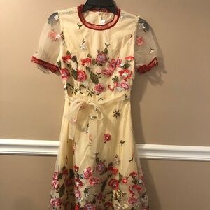 CottageCore Embroidered Tulle dress midi floral